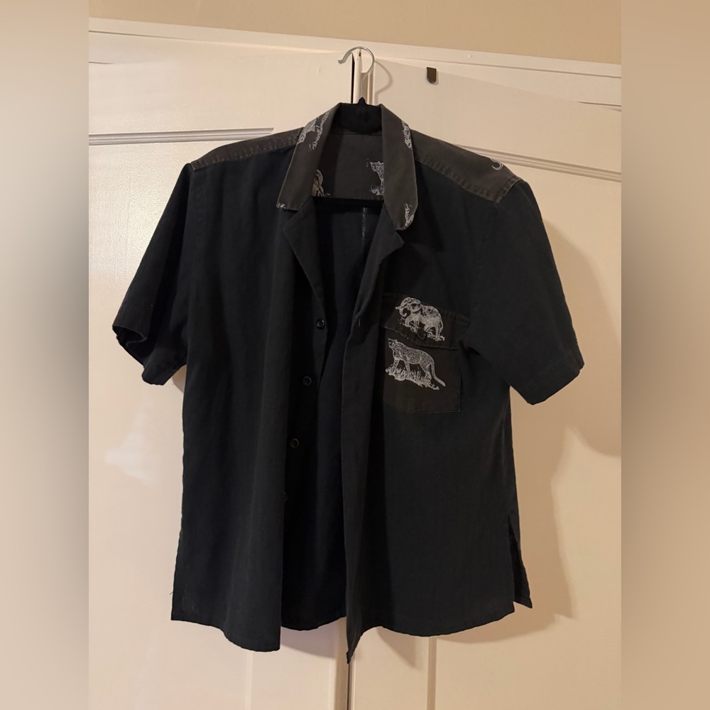 Black Short Sleeve Button Up